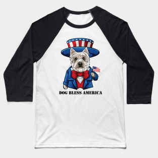 Westie Dog Bless America Baseball T-Shirt